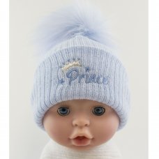 BW-0503-0608: Baby Boys Prince  Pom-Pom Hat (One Size)